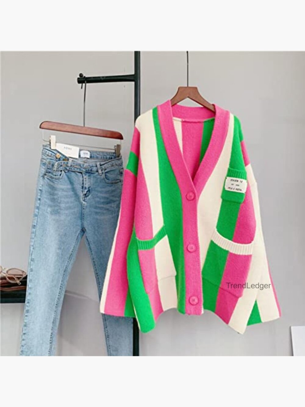 Oversized Chunky Cable Knit Cardigan Sweater V-Neck Long Sleeve Button Front - Picture 3 of 7